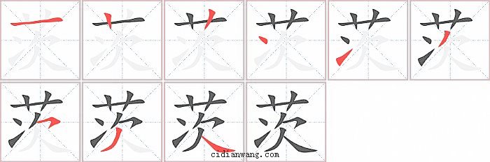 茨字笔顺分步演示图