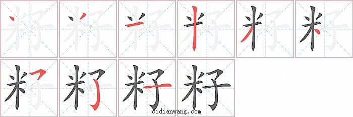 籽字笔顺分步演示图
