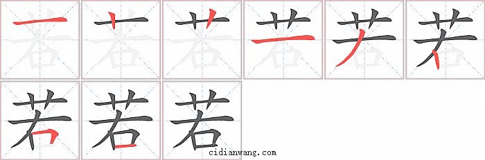 若字笔顺分步演示图