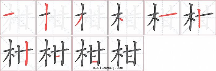 柑字笔顺分步演示图