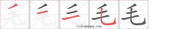 毛字笔顺分步演示图