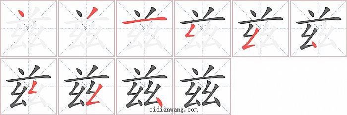 兹字笔顺分步演示图