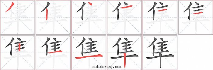 隼字笔顺分步演示图