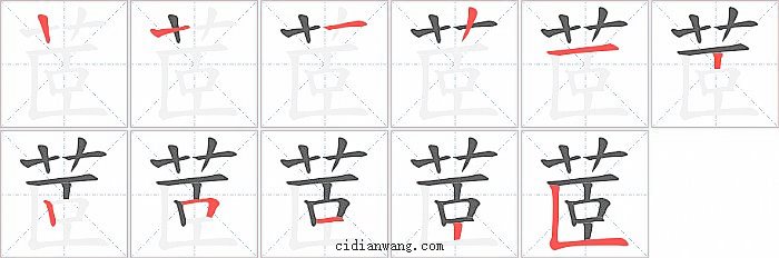 茝字笔顺分步演示图