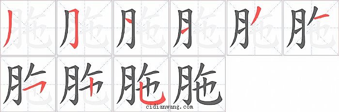 胣字笔顺分步演示图