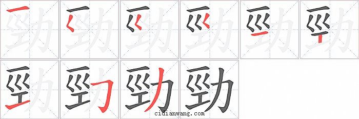 勁字笔顺分步演示图