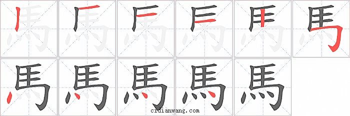 馬字笔顺分步演示图