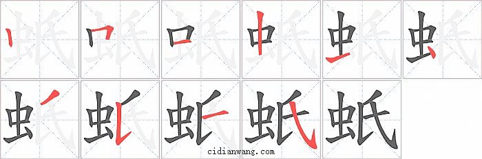 蚔字笔顺分步演示图