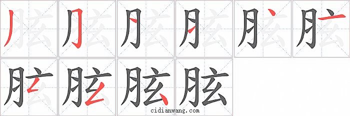 胘字笔顺分步演示图