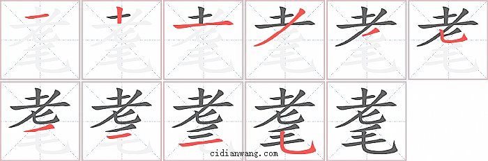 耄字笔顺分步演示图