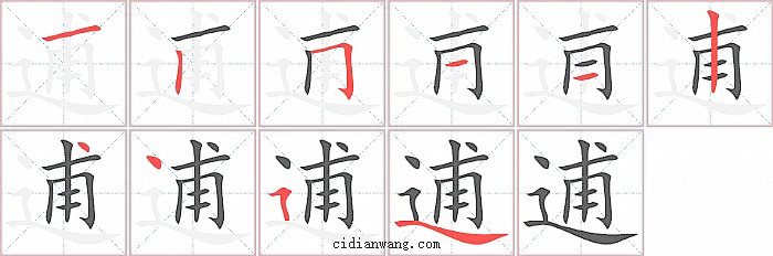 逋字笔顺分步演示图
