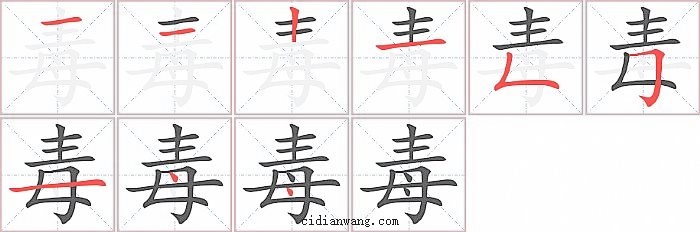 毒字笔顺分步演示图