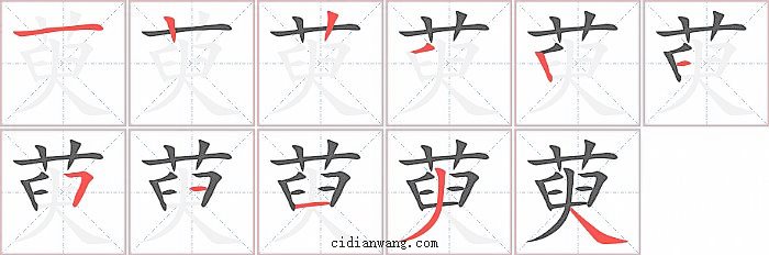 萸字笔顺分步演示图