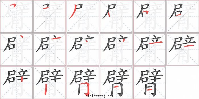 臂字笔顺分步演示图
