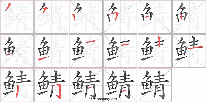鲭字笔顺分步演示图