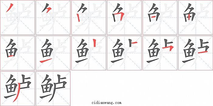 鲈字笔顺分步演示图