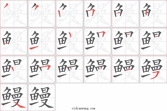 鳗字笔顺分步演示图