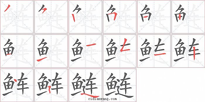 鲢字笔顺分步演示图