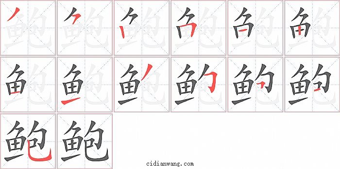 鲍字笔顺分步演示图