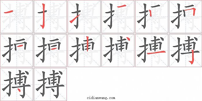 搏字笔顺分步演示图