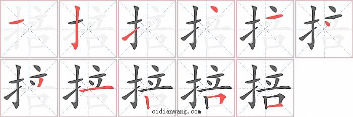掊字笔顺分步演示图