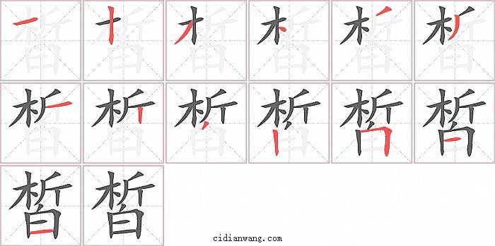皙字笔顺分步演示图