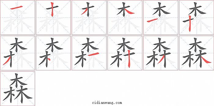 森字笔顺分步演示图