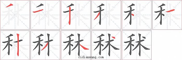秫字笔顺分步演示图