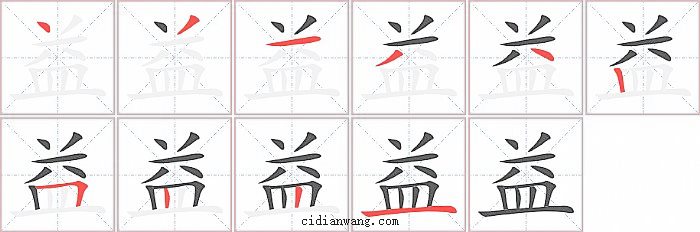 益字笔顺分步演示图