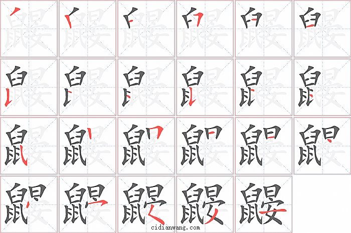 鼹字笔顺分步演示图