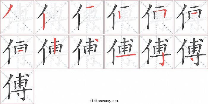 傅字笔顺分步演示图