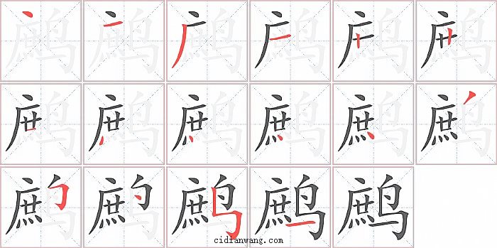 鹧字笔顺分步演示图