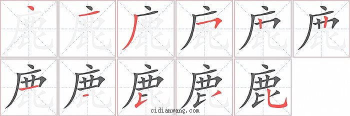 鹿字笔顺分步演示图
