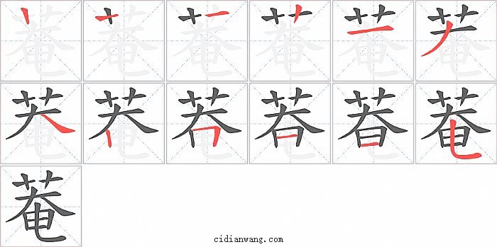 菴字笔顺分步演示图