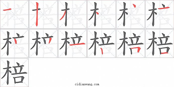 棓字笔顺分步演示图