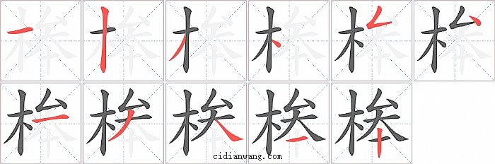 桳字笔顺分步演示图