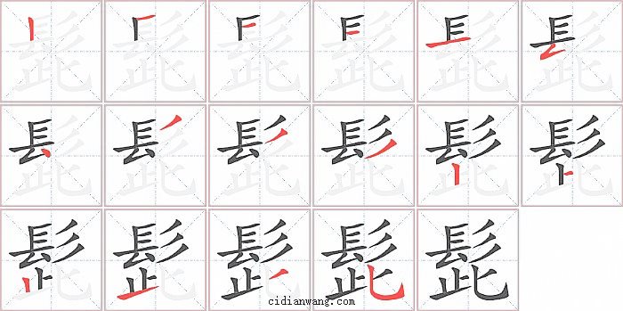 髭字笔顺分步演示图