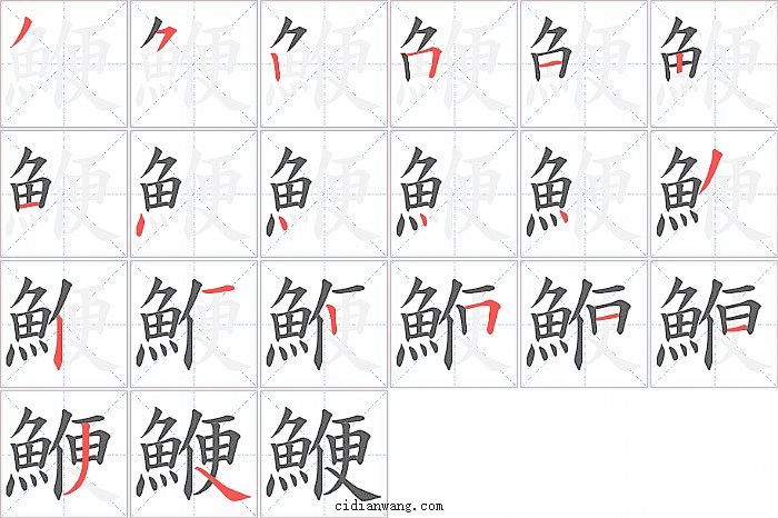鯾字笔顺分步演示图