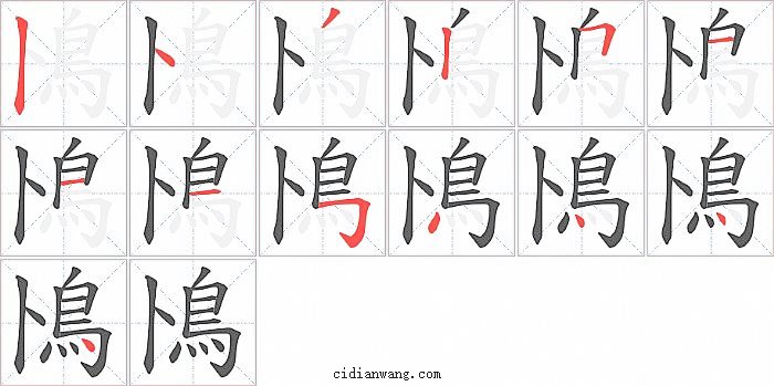 鳪字笔顺分步演示图