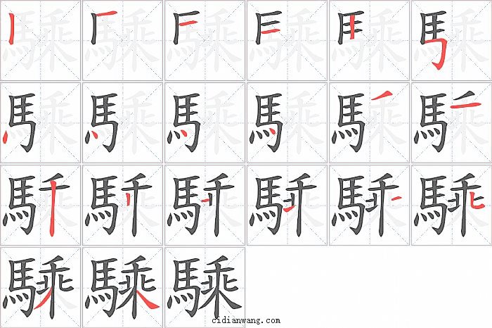 騬字笔顺分步演示图