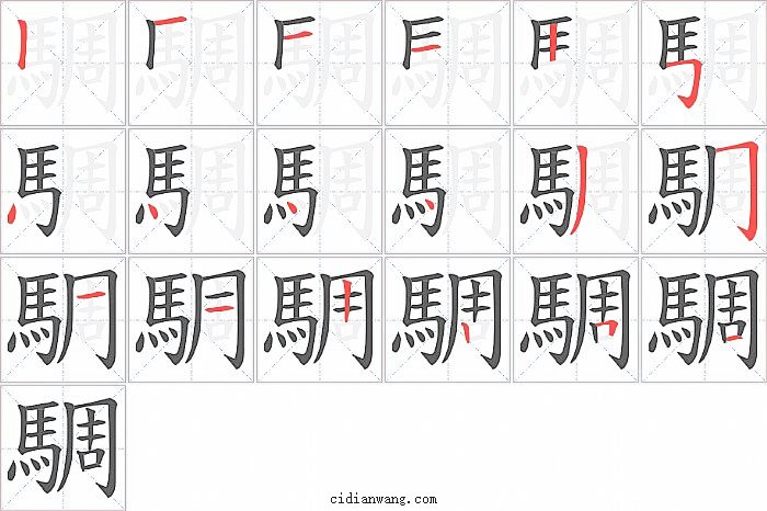 騆字笔顺分步演示图