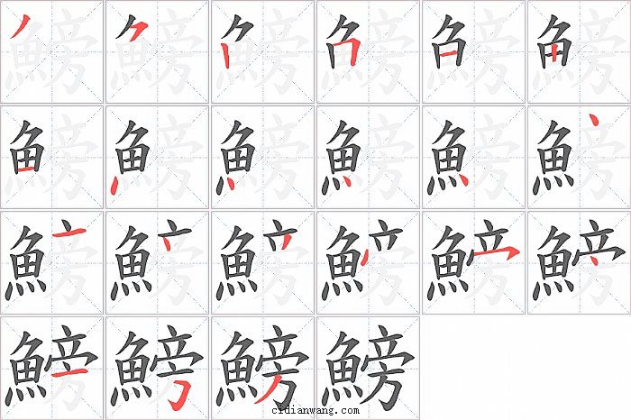 鰟字笔顺分步演示图