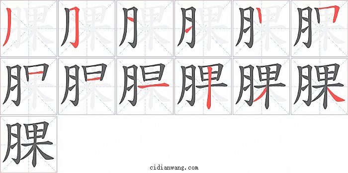 腂字笔顺分步演示图