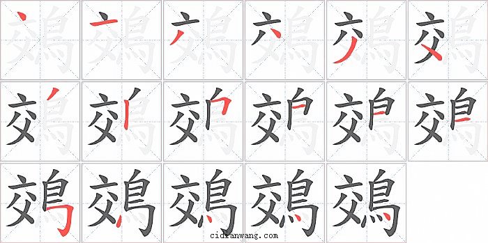 鵁字笔顺分步演示图