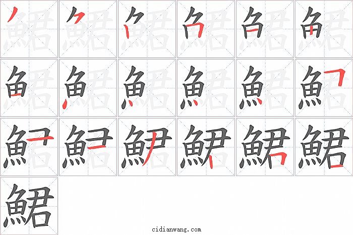 鮶字笔顺分步演示图