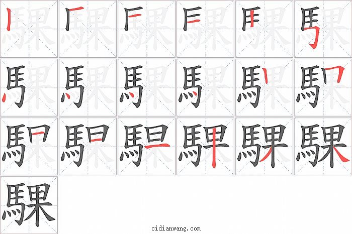 騍字笔顺分步演示图