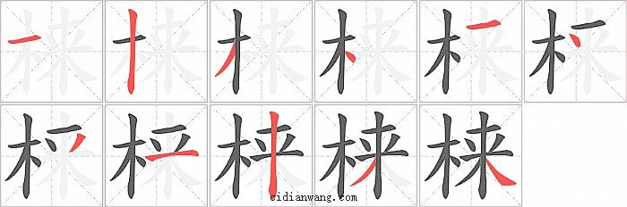 梾字笔顺分步演示图