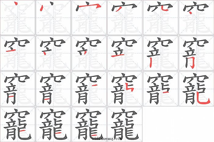 竉字笔顺分步演示图
