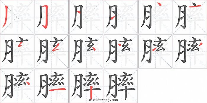 膟字笔顺分步演示图