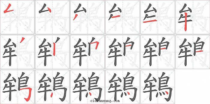 鴾字笔顺分步演示图